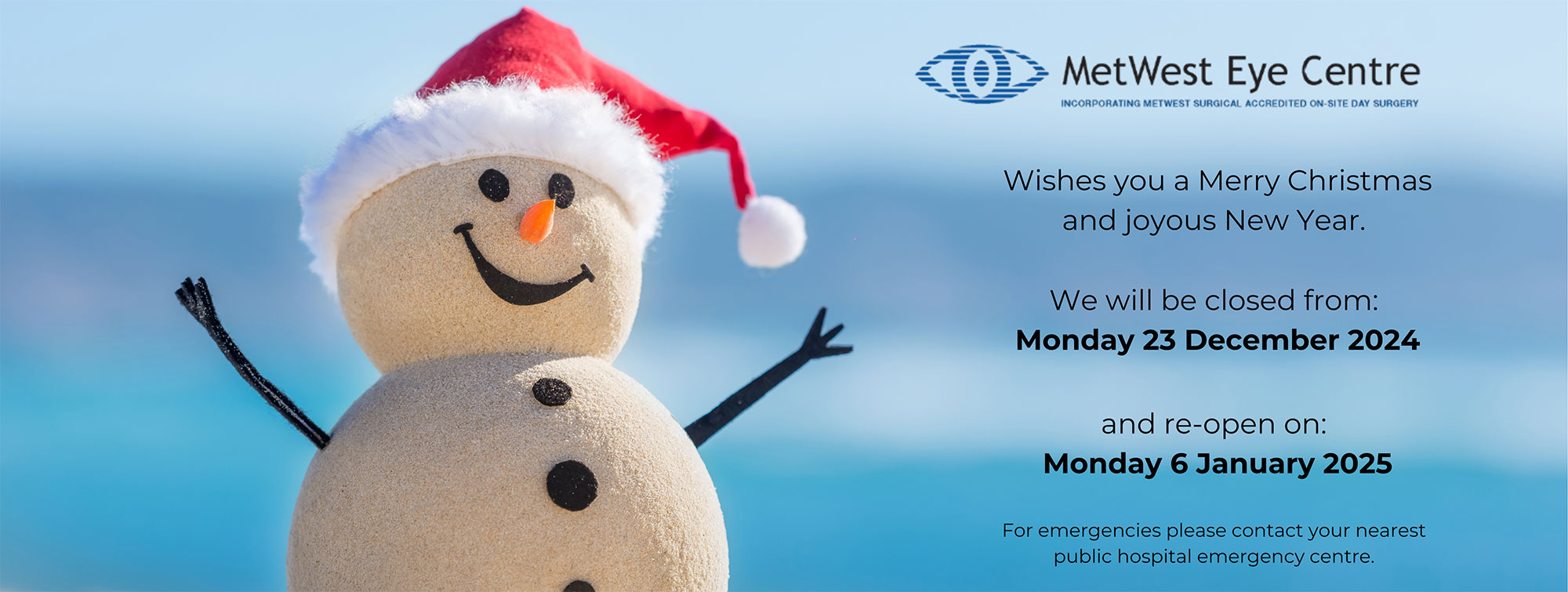 We will be closed from Monday 23 December 2024 and re-open on Monday 6 January 2025.